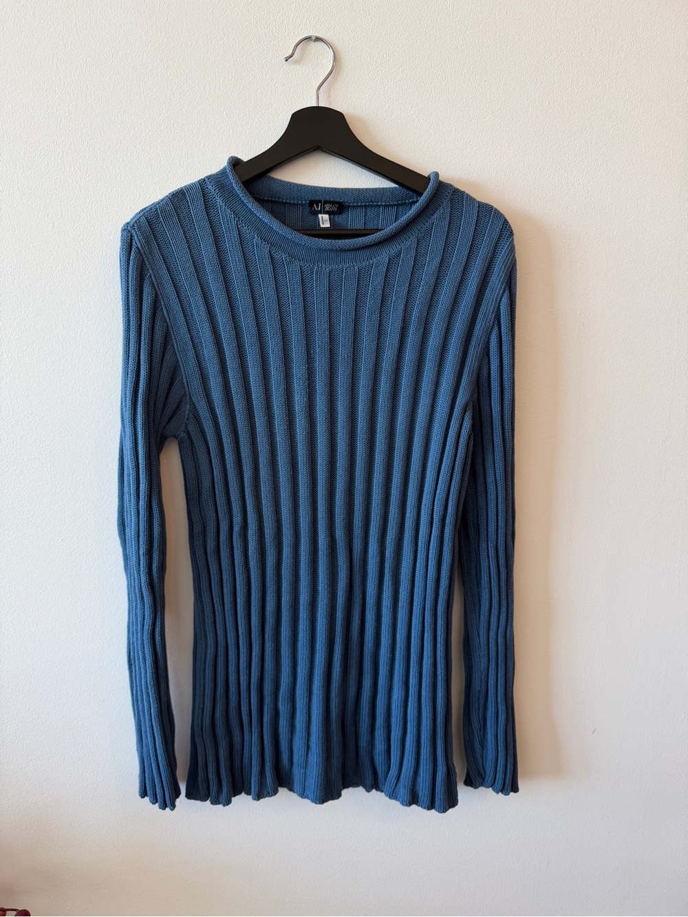 Armani Jeans Ribbed Crewneck Sweater, Blue – Size L